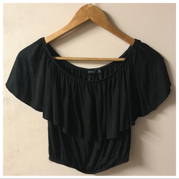 Forever 21 Tops - Forever 21 Black Ruffle Off-Shoulder Top